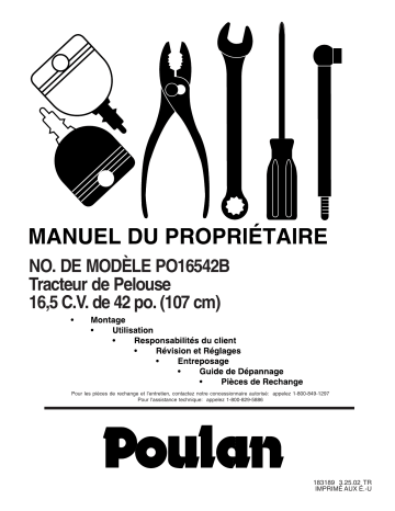 Manuel du propriétaire | Poulan PO16542B Manuel utilisateur | Fixfr