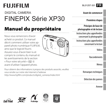Manuel du propriétaire | Fujifilm FinePix XP30 Manuel utilisateur | Fixfr