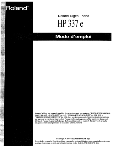 Manuel du propriétaire | Roland HP-337E Manuel utilisateur | Fixfr