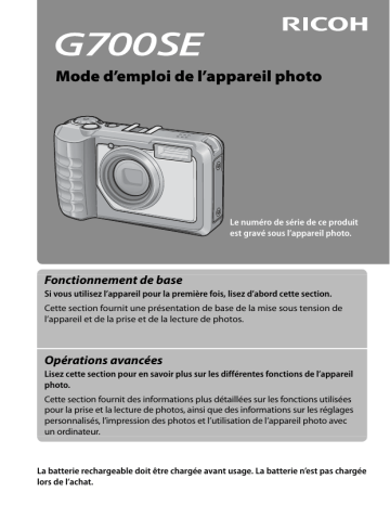 Mode d'emploi | Ricoh G700 SE Manuel utilisateur | Fixfr