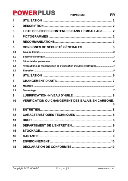 Powerplus pow 30580 Manuel utilisateur