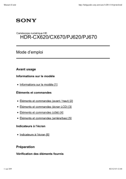 Sony HDR CX620 Mode d'emploi