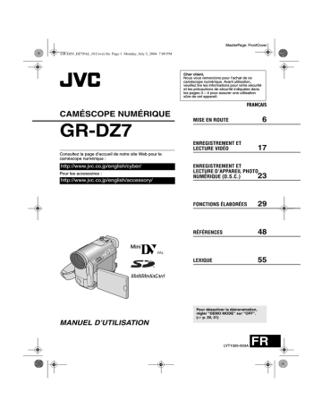Mode d'emploi | JVC GR DZ7 Manuel utilisateur | Fixfr