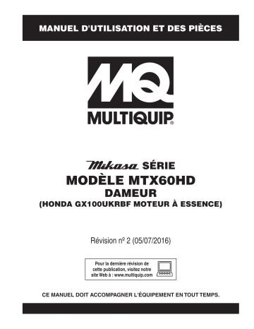 Mode d'emploi | MQ Multiquip MTX60HD Manuel utilisateur | Fixfr