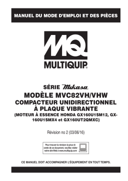 MQ Multiquip MVC82VH-VHW Plaques vibrantes unidirectionnelle Manuel utilisateur