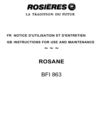 Manuel du propriétaire | ROSIERES BFI 863 Manuel utilisateur | Fixfr