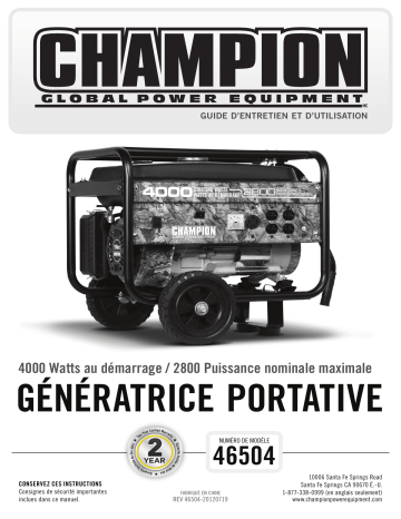 Champion Power Equipment 46504 Manuel utilisateur | Fixfr