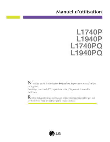 Manuel du propriétaire | LG L1740PQC Manuel utilisateur | Fixfr