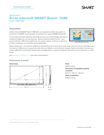 SMART Technologies Board 7000 and 7000 Pro spécification | Fixfr