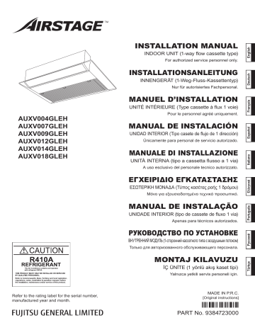 AUXV009GLEH | AUXV007GLEH | AUXV014GLEH | AUXV012GLEH | AUXV024GLEH | AUXV018GLEH | Installation manuel | Fujitsu AUXV004GLEH Guide d'installation | Fixfr