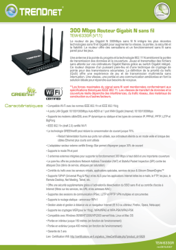 Trendnet TEW-633GR 300Mbps Wireless N Gigabit Router Fiche technique