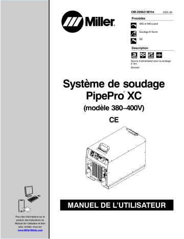 NA356011U | Manuel du propriétaire | Miller PIPEPRO XC WELDING SYSTEM CE (380-400 VOLT MODEL) Manuel utilisateur | Fixfr