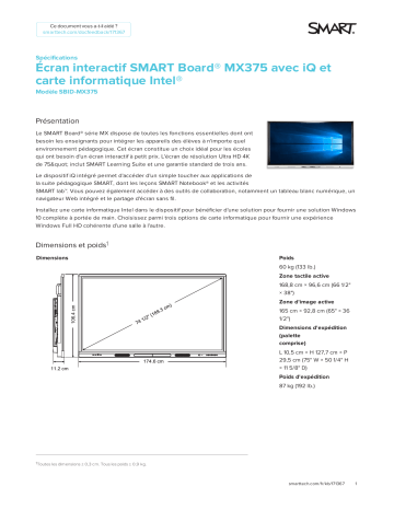 SMART Technologies Board MX spécification | Fixfr