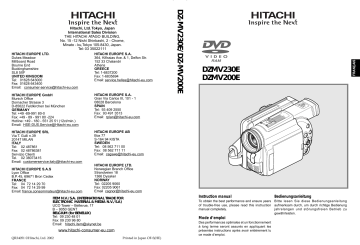 Mode d'emploi | Hitachi DZ-MV230E Manuel utilisateur | Fixfr