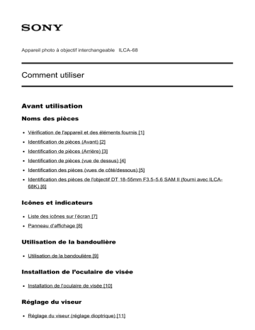 Mode d'emploi | Sony ILCA 68 Manuel utilisateur | Fixfr