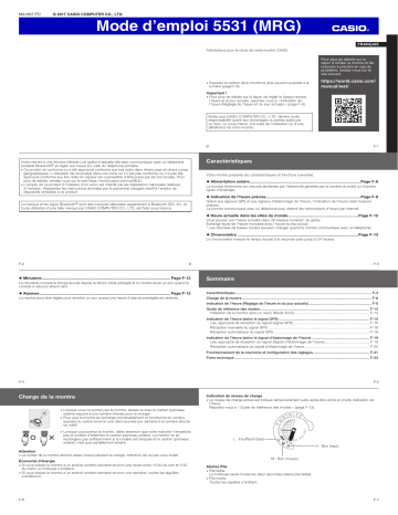 Casio G-Shock MRG-G2000 Mode d'emploi | Fixfr