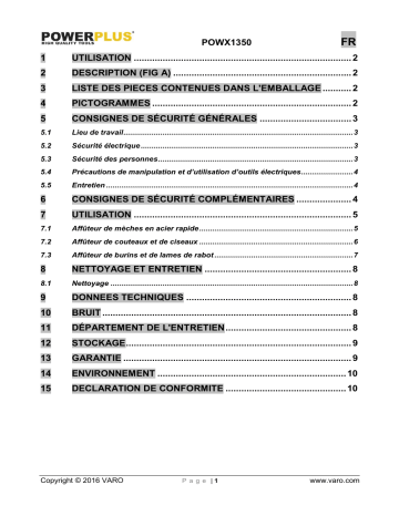 Manuel du propriétaire | Powerplus POWX1350 Manuel utilisateur | Fixfr