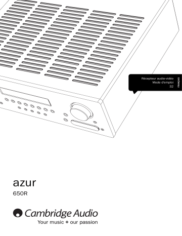 Manuel du propriétaire | CAMBRIDGE azur 650R Manuel utilisateur | Fixfr