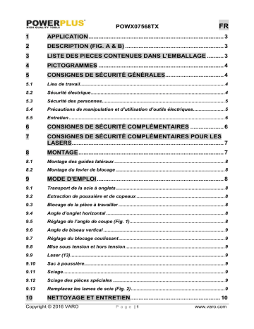 Manuel du propriétaire | Powerplus POWX07568TX Manuel utilisateur | Fixfr