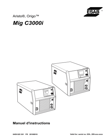 Mig C3000i - Origo™ Mig C3000i | ESAB Aristo Mig C3000i Manuel utilisateur | Fixfr