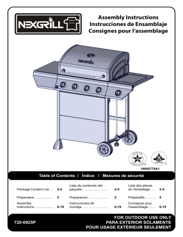 Nexgrill 720-0925P grill Manuel utilisateur | Fixfr