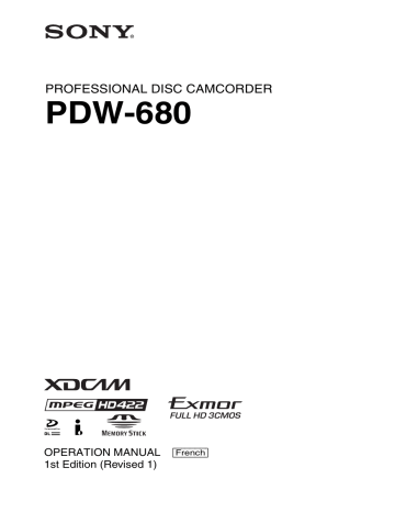 Mode d'emploi | Sony PDW 680 Manuel utilisateur | Fixfr