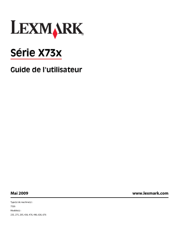 Manuel du propriétaire | Lexmark X738DE Manuel utilisateur | Fixfr