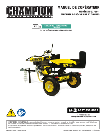 92750-1 | Model #92750-1 | Champion Power Equipment 27-Ton Log Splitter Manuel utilisateur | Fixfr