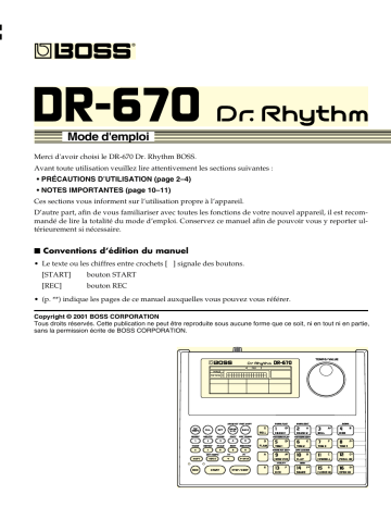 Manuel du propriétaire | Boss DR-670 Manuel utilisateur | Fixfr