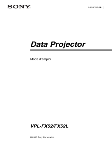 Manuel du propriétaire | Sony VPL-FX52 Manuel utilisateur | Fixfr