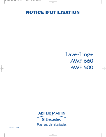 Manuel du propriétaire | ARTHUR MARTIN AWF 500 & AWF500 Manuel utilisateur | Fixfr