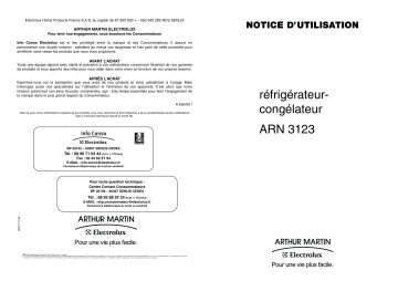 Manuel du propriétaire | ARTHUR MARTIN ARN 3123 & ARN3123 Manuel utilisateur | Fixfr