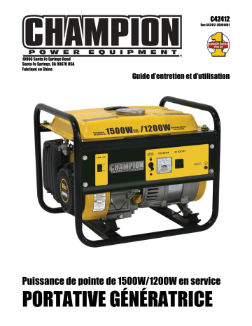 Champion Power Equipment 42412 Manuel utilisateur | Fixfr