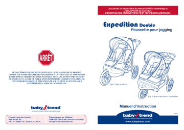 Expedition Double Jogger | Manuel du propriétaire | Baby Trend ca9165w Jogger Manuel utilisateur | Fixfr