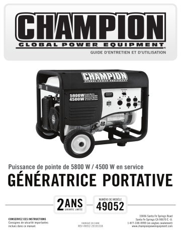 Champion Power Equipment 49052 Manuel utilisateur | Fixfr