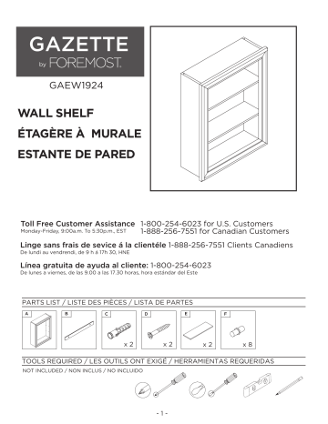 Mode d'emploi | Home Decorators Collection GAEW1924 Gazette 18-1/2 in. W Wall Shelf in Espresso Guide d'installation | Fixfr