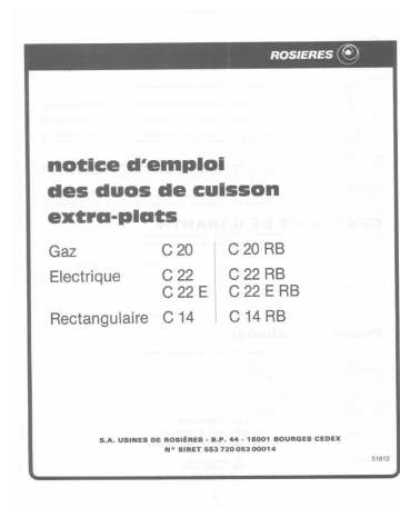 Manuel du propriétaire | ROSIERES C 22 Manuel utilisateur | Fixfr