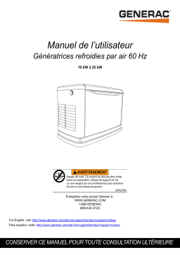 Generac 10 kW G0071710 Standby Generator Manuel utilisateur