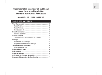 Manuel du propriétaire | Oregon Scientific RMR 202 Manuel utilisateur | Fixfr
