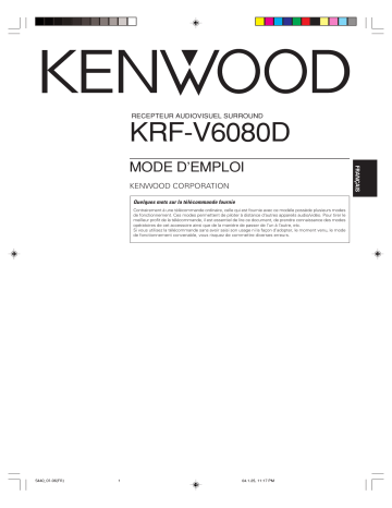 Manuel du propriétaire | Kenwood KRF-V6080D Manuel utilisateur | Fixfr