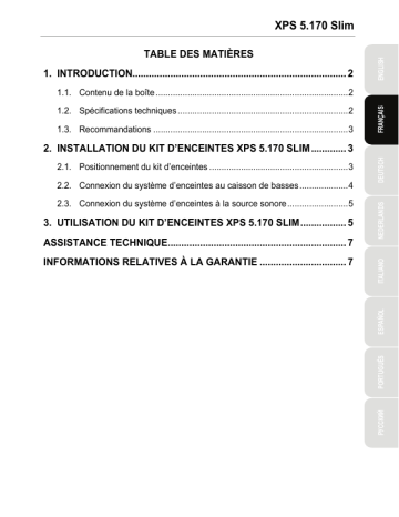 Hercules XPS 5.1 70 Slim  Manuel utilisateur | Fixfr