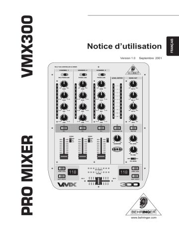 Manuel du propriétaire | Behringer VMX300 Manuel utilisateur | Fixfr