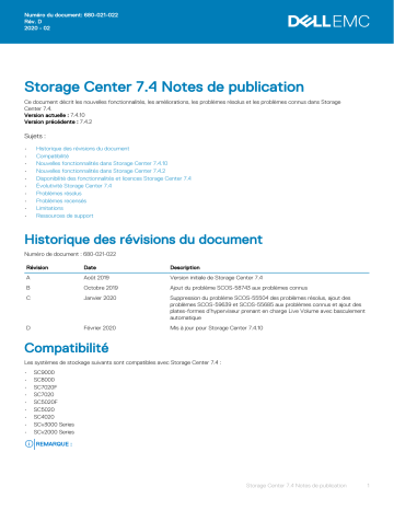 Storage SCv2000 | Storage SC7020 | Storage SC7020F | Compellent SC4020 | Storage SC5020 | Storage SC5020F | Storage SC8000 | Dell Storage SCv3020 storage Manuel du propriétaire | Fixfr