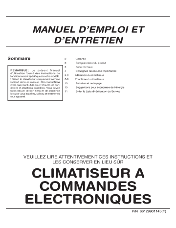 Manuel du propriétaire | Frigidaire FAK085R7V Manuel utilisateur | Fixfr