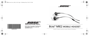 Manuel du propriétaire | Bose MIE2 Manuel utilisateur | Fixfr