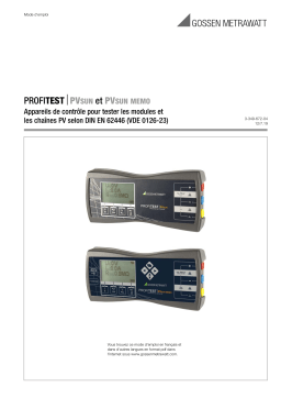 Gossen MetraWatt PROFITEST PVsun Operating instrustions