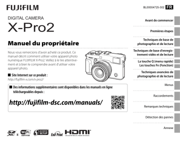 Manuel du propriétaire | Fujifilm X-Pro2 Camera Manuel utilisateur | Fixfr