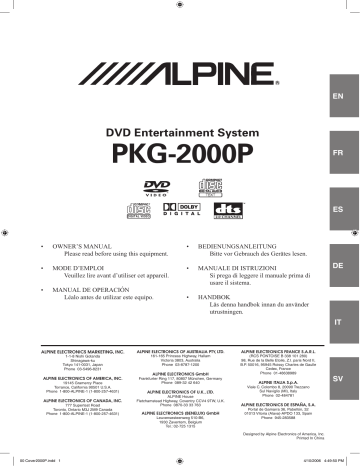 Manuel du propriétaire | Alpine PKG-2000P Manuel utilisateur | Fixfr