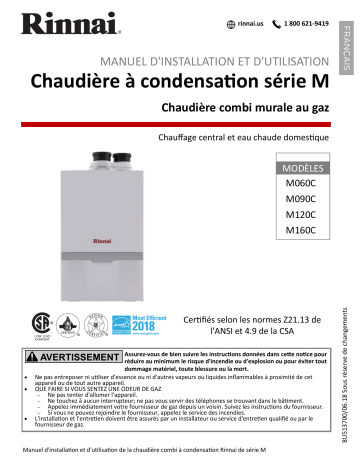 Mode d'emploi | Rinnai M120CN Manuel utilisateur | Fixfr