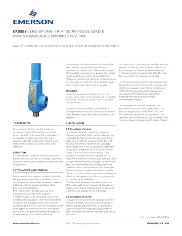 Crosby Série BP OMNI-TRIM® Soupapes de sûreté Manuel du propriétaire | Fixfr